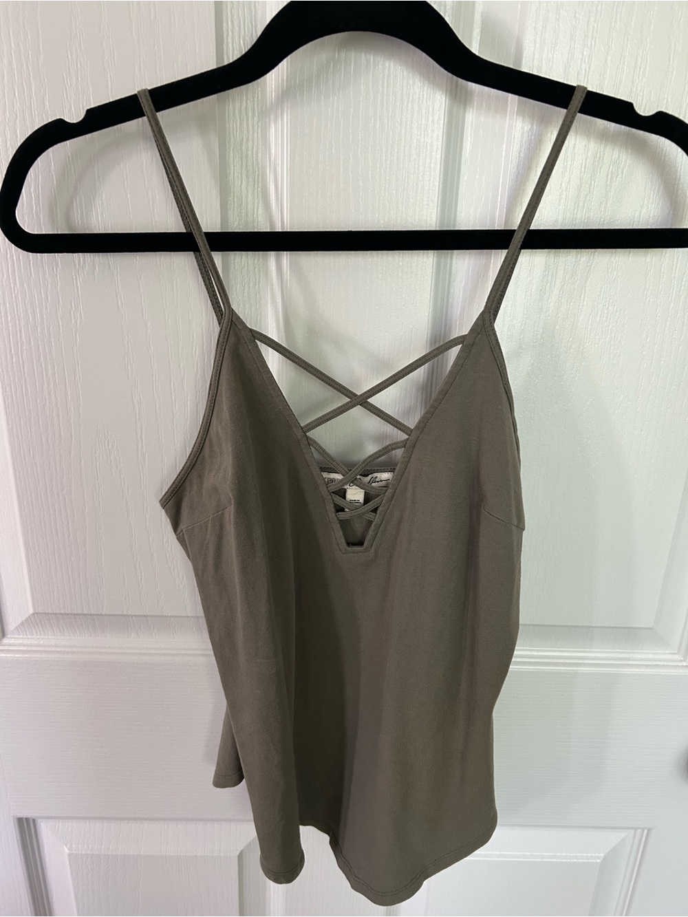 Express Olive Crisscross V-Neck Tank Top